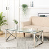 Tempered Glass Tea Coffee Table Rectangular Living Room End Table Chrome Base UK