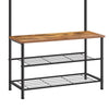 Industrial Coat Rack Stand with 7 Hooks Hangers Shoe Storage Bench Cabinet