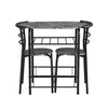 3 Pcs Compact Dining Room Set Kitchen Breakfast Bar Table W/ Storage Shelf Black