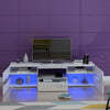White Modern 177cm TV Unit Stand Cabinet High Gloss & Matt body with LED Lights