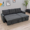 Linen/Faux Leather Sofa Bed Corner - Sofa Bed with Storage & Reversible Chaise