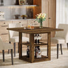 Square Dining Table for 4, 31.5-Inch Farmhouse Kitchen Table with Storage Shelf