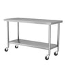 Commercial Stainless Steel Catering Table Work Bench Worktop Backsplash / Wheel