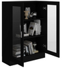 Cabinet Cupboard Black Wooden Bookcase Display Storage Unit Glass Doors Shelving