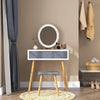 Dressing Table Vanity Set Make up Desk with Dimmable LED Light Mirror Stool Wood