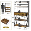 Kitchen Bakers Rack Storage Shelf Unit with 2 Drawers & 6 Hooks Microwave Stand