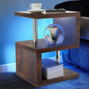 Side Table With 2 Tier Storage LED High Gloss Sofa End Coffee Table Living Room