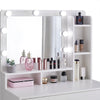 White Mirrored Dressing Table Set Makeup Desk Stool Cabinet Romovable Wood Legs