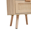 2pcs/Set Rattan Bedside Table Nightstand Cabinet 2 Drawer Wood Veneer Side Table