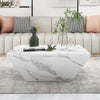 Modern Coffee Table Marble-Look Wooden with Storage Drawer Living Room Furniture