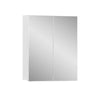 White Bathroom Cabinet Mirrored Surface 2 Doors 3 Shelves Wall Mounted Storage