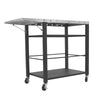 Foldable Stainless Pizza Oven Table Three-Shelf Garden Food Trolley Grill Cart