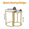 Set of 2 Round Nesting End Table Stacking Coffee Table Slate Top for Side Corner