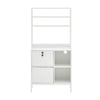 White Multifunctional Bookshelf Storage Cabinet Bookcase 2 Shelves & Cupboard