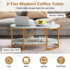 2-Tier Coffee Table Faux Marble Cocktail Table Modern Center Table Accent Table