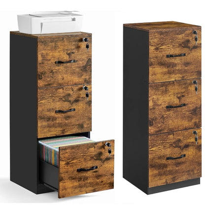 3-Drawer File Filing Cabinet Lockable Compact Size for A4 Letter