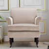 Upholstered Velvet Reading Armchair Accent Sofa Seat w/Rubber Wood Legs &Wheels