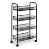 4 Tier Kitchen Rotating Storage Trolley Cart Vegetable Mobile Shelf Rack +Rollen