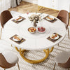 Round Dining Table for 4, 47-Inch White Kitchen Table with Golden Metal Base