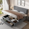 Ottoman Storage Gas Lift Bed 6ft 180x200 Upholstered Bed Frame with Drawer Grey