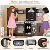 Toy Kitchen Playset Corner Wooden Play Kitchen with Storage-Coffee