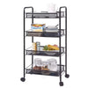4 Tier Kitchen Rotating Storage Trolley Cart Vegetable Mobile Shelf Rack +Rollen
