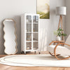 Wooden Storage Cabinet Mobile Food Pantry Cupboard Modern Kitchen Sideboard