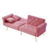 Modern Sofa Bed 2 Seater Click Clack Settee Recliner Couch with Metal Legs Pink