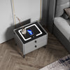 LED Bedside Table 2 Drawers Cabinet Charging Station Nightstand Storage Grey