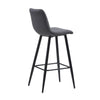 2 Pcs Grey Bar Stools Velvet Seat Metal legs 65 cm seat high Stools Chair Stripe