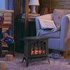 Electric Fireplace Heater Black Stove w/ LED Flame Effect Freestanding Black