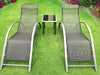 3pc Garden Furniture Table Set Sun Lounger Seats Zero Gravity Reclining