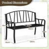 Heavy-Duty Outdoor Seating Park-Style Loveseat w/ Curved Armrests-Black