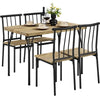 Dining Table and Chairs Set 4 Kitchen Table and 4 Chairs with Backrest, Brown