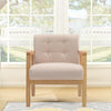 Scandi Solid Wooden Frame Chair Wicker Armchair Tub Sofa Fabric Upholstered Seat