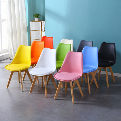 2 x Dining Chairs Padded Seats Multicolor High Back Wooden Leg Dining Room Chair