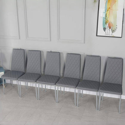 2/4/6pcs Faux Leather Dining Chairs Metal Legs High Back Kitchen Dinning Room