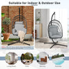 Folding Swing Egg Chair Hanging Chair Swing Basket Chair w/ Stand Cushion Pillow