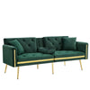 Sofa Bed 2 Seater Click Clack Sofa Settee Recliner Couch with Metal Legs, Green