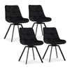 4xBlack Swivel Dining Chairs Velvet Padded Seat Dining Room Kitchen