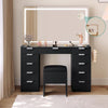 Vanity Dressing Table 11 Drawers Makeup Desk Chair Set with LED Mirror Stool