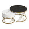Marble Look Nesting Coffee Table with 1 drawer, Black and White