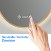 Heilmetz Gold Round LED Bathroom Mirror With Warm Backlit Lights Clock Demister