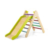 2-in-1 Triangle Climbing Set Kids indoor Wooden Triangle Climber Toy w/ slide