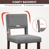 2 Pcs Linen Counter Height Bar Stool Chair Set w/ Hollowed Back Rubber Wood Legs