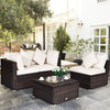 4-Piece Patio Furniture Set Outdoor Rattan Wicker Sofa & Ottoman Set w/Table