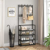 Black Metal Clothes Rail Rack Garment Stand Corner Open Wardrobe with Shelf