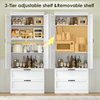 Tall Kitchen Storage Cabinet Pantry 2 Drawer Shelves Country Style White Unit
