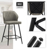 Set of 2 Bar Stools Faux Leather Back Upholstered Metal Legs Barstool Pub Chair