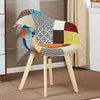 Patchwork Halo Dining Table Set - a White Table w/ 4 Fabric Tub Dining Chairs
